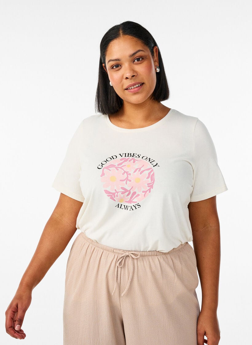 T-shirt with motif, Vanilla, Model image number 0