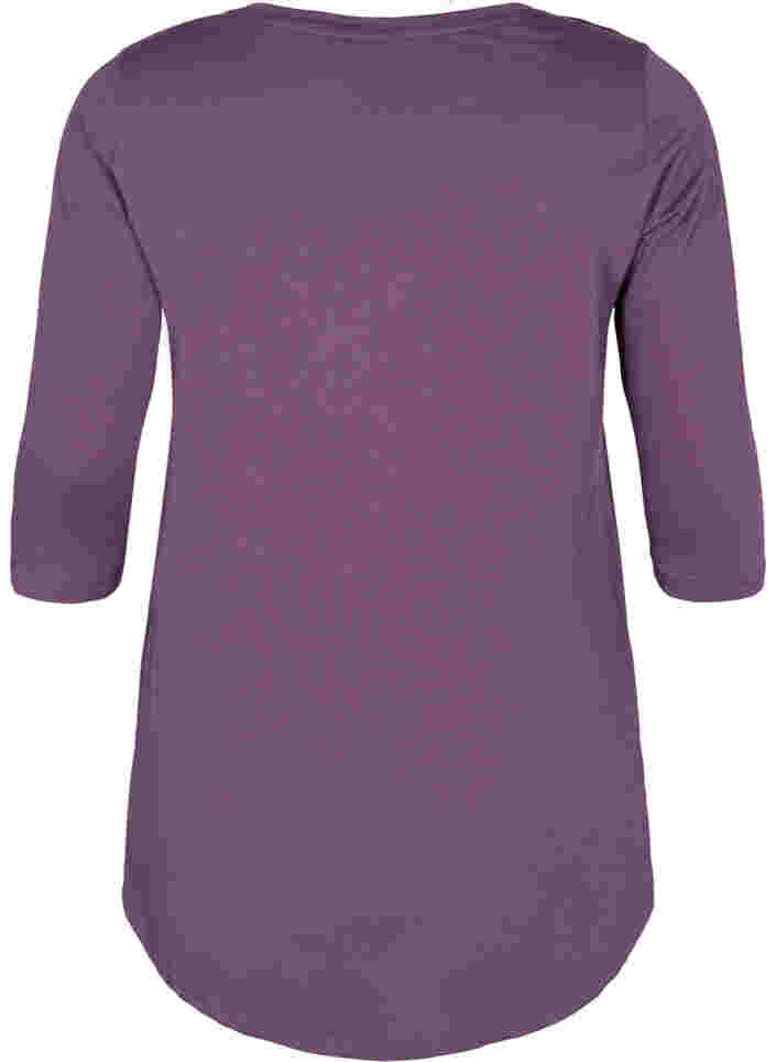 Cotton t-shirt with 3/4 sleeves, Vintage Violet, Packshot image number 1