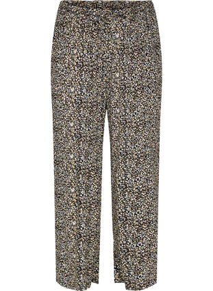 Loose viscose pyjama bottoms with print, Black Flower AOP, Packshot image number 0