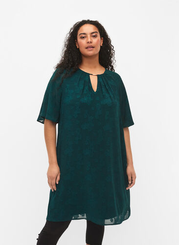 Dress with short sleeves, Ponderosa Pine, Model image number 0
