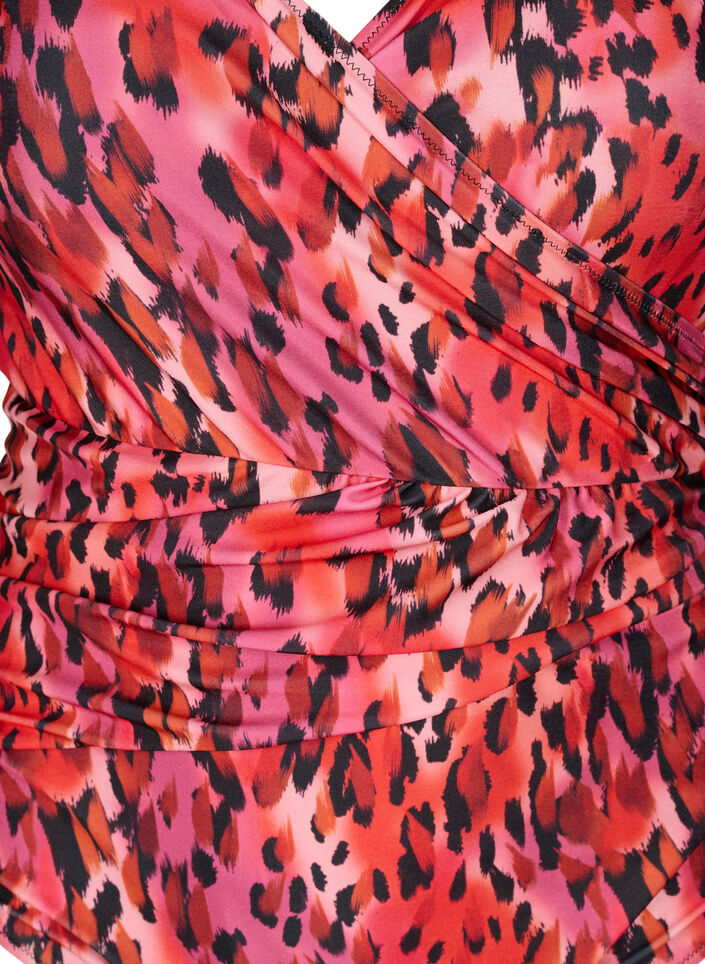Swimsuit with print and wrap effect, Red Leopard AOP, Packshot image number 2
