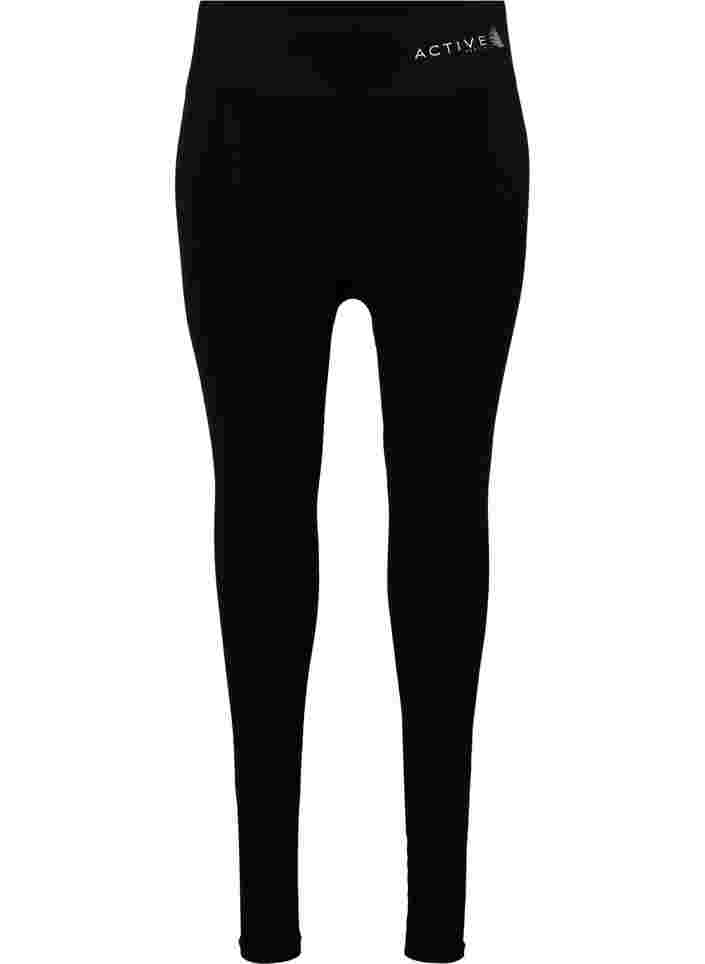 Seamless training leggings with structure, Black, Packshot image number 0