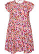 Floral cotton dress with ruffles and V-neck, Pink, Packshot image number 0