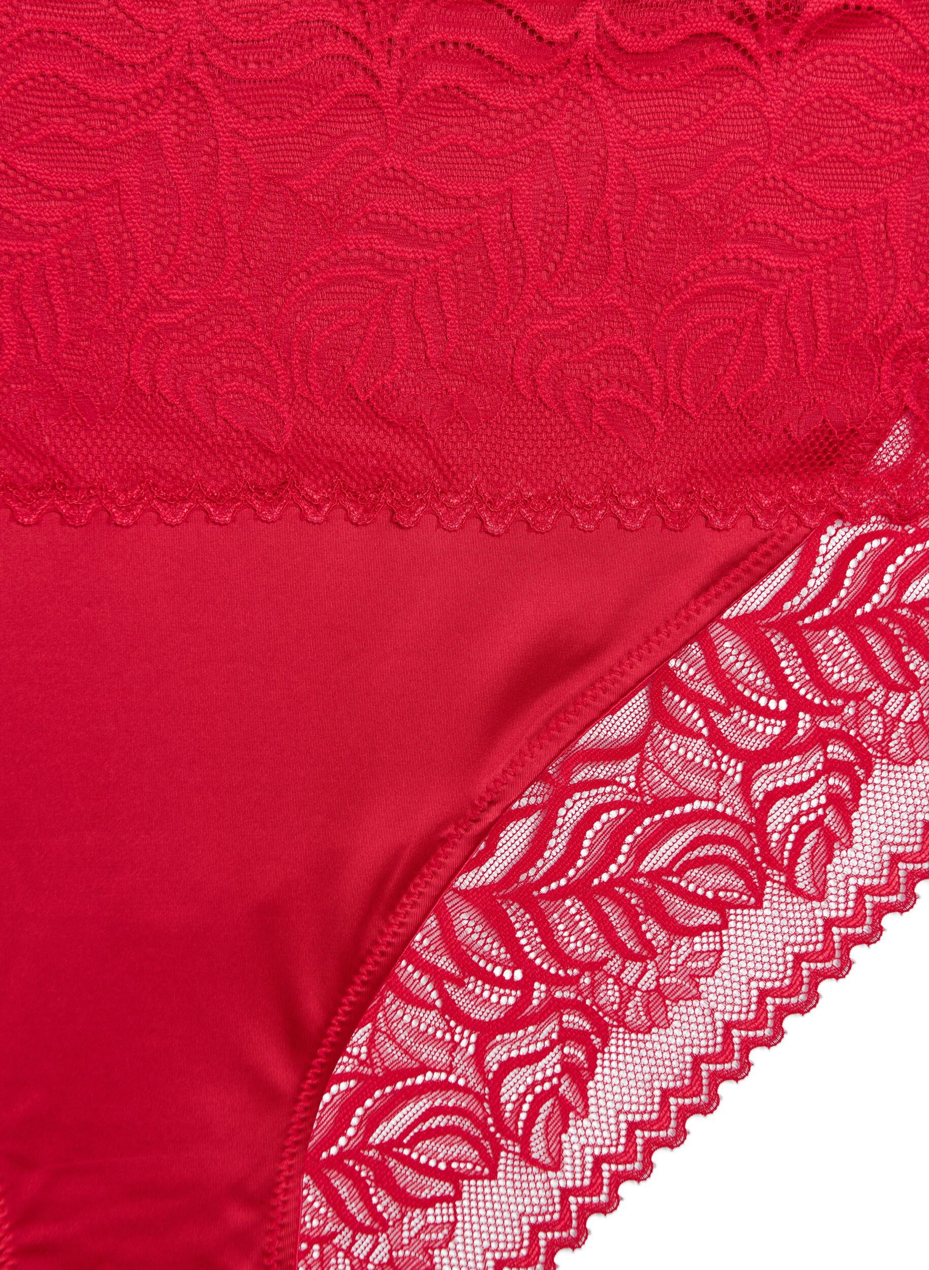 Zizzifashion Tai briefs in lace and shiny microfiber, Red, Packshot image number 2