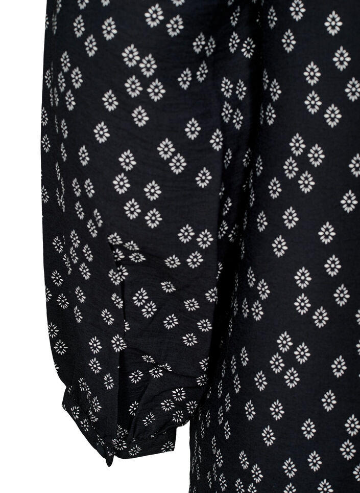Long-sleeved tunic with floral print, Black, Packshot image number 3
