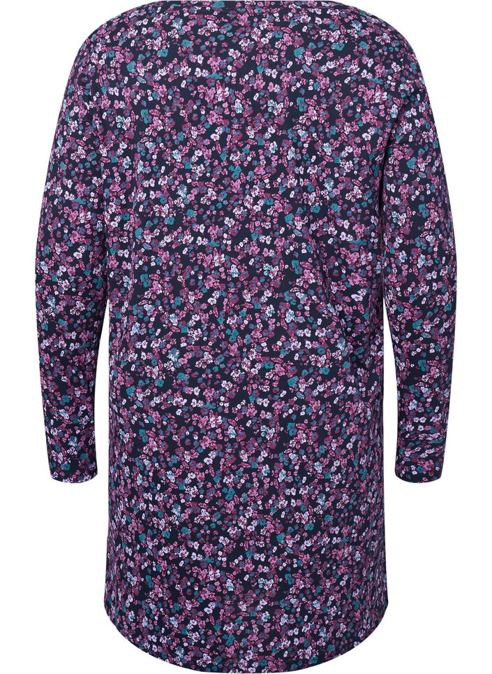 Long-sleeved cotton nightgown, Night Sky Disty AOP, Packshot image number 1