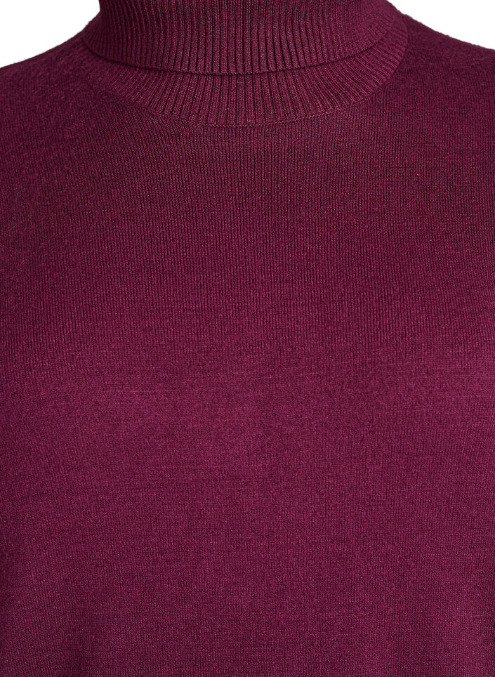 Knitted blouse with turtleneck and side buttons, Dark Bordeaux, Packshot image number 2