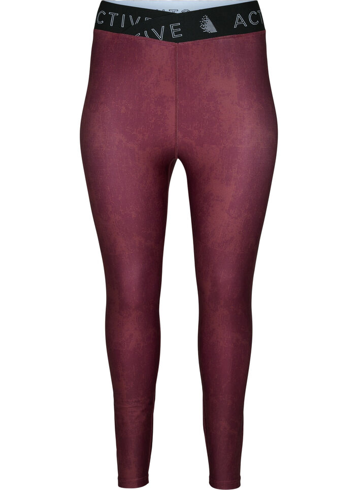 Printed training tights with 7/8 length - Brown - Sz. 42-60 - Zizzifashion