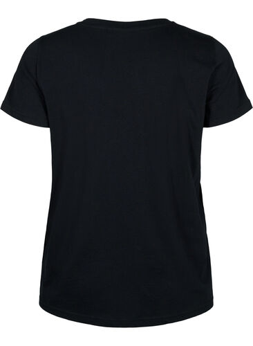 Cotton exercise t-shirt with print, Black w. Playstyle, Packshot image number 1