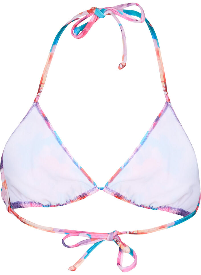 Triangle bikini bra with print, Pink, Packshot image number 1