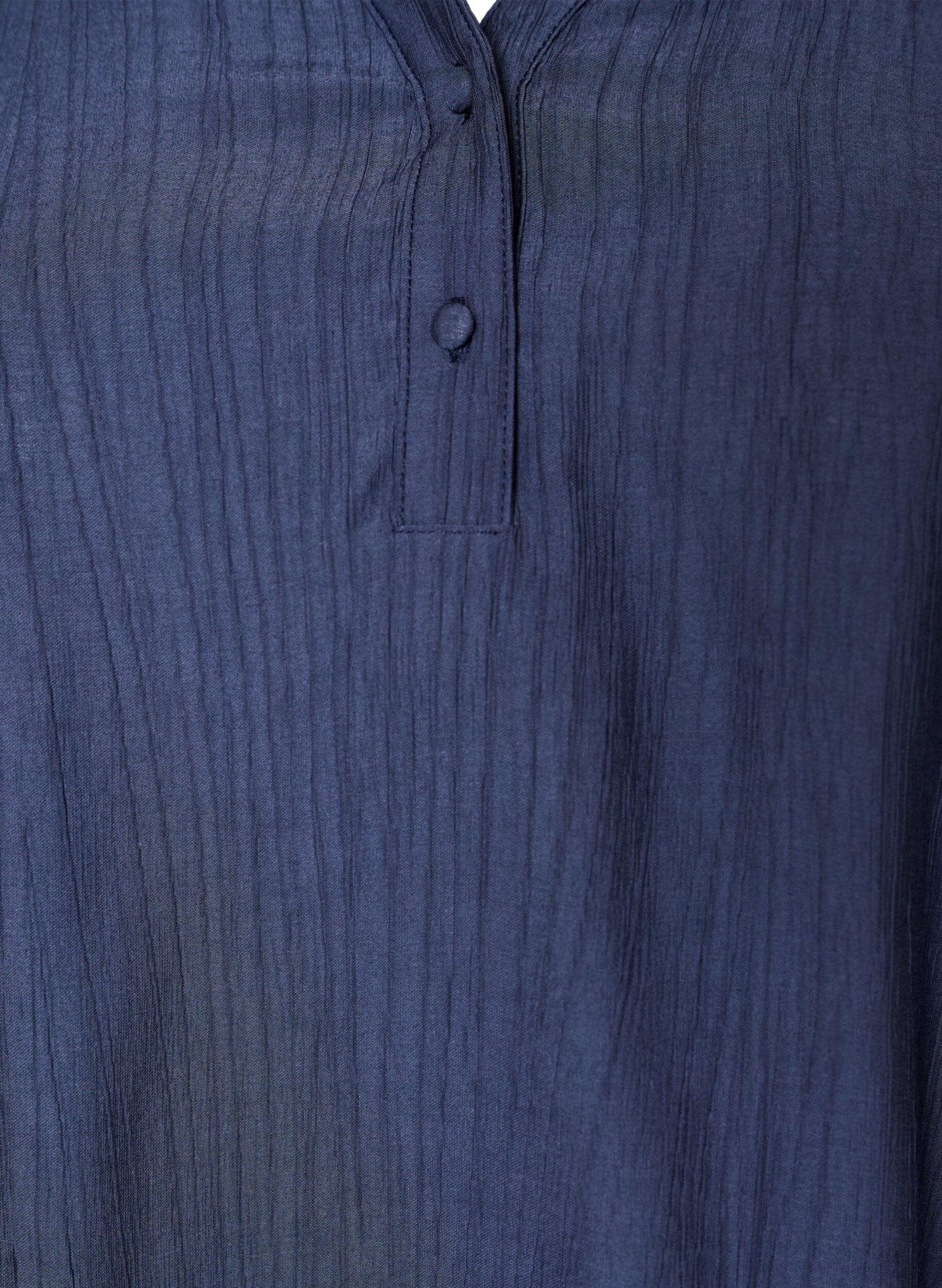 ZizzifashionBlouse in a crinkled viscose blend with a V-neck, Blue, Packshot image number 2