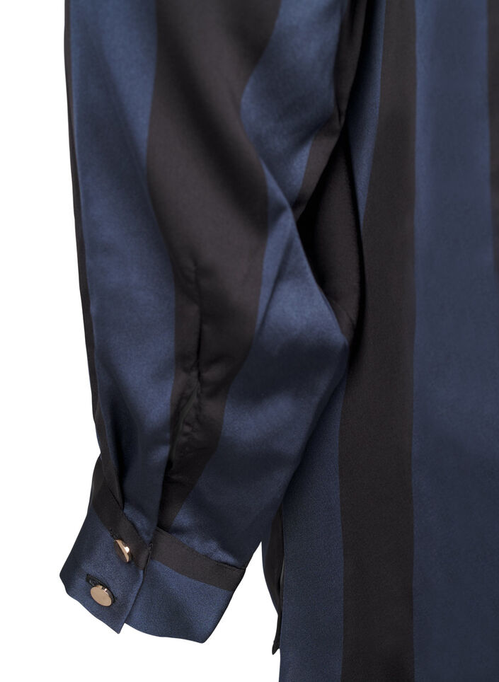 Satin shirt with stripes, Spellbound w. Black, Packshot image number 4