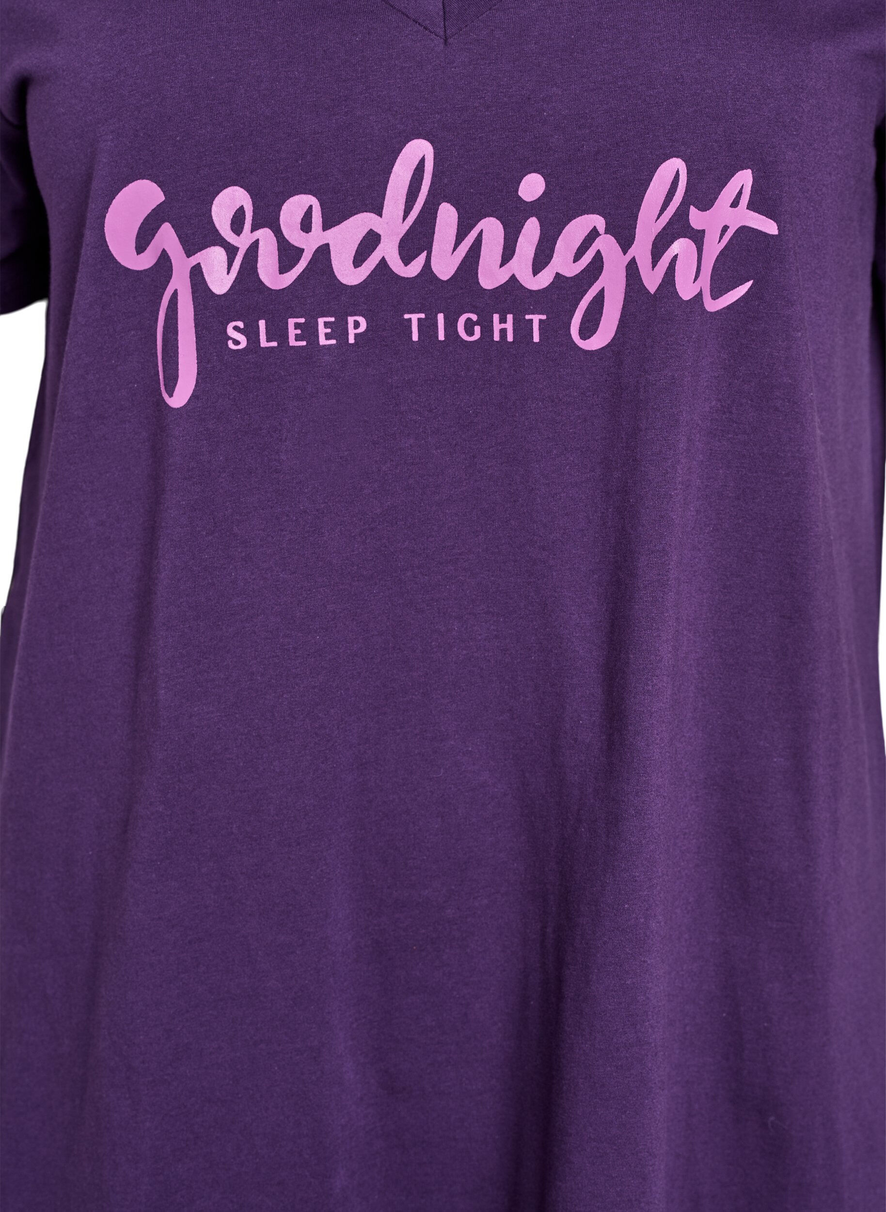 Zizzifashion Organic cotton nightdress with V-neck, Purple, Packshot image number 2