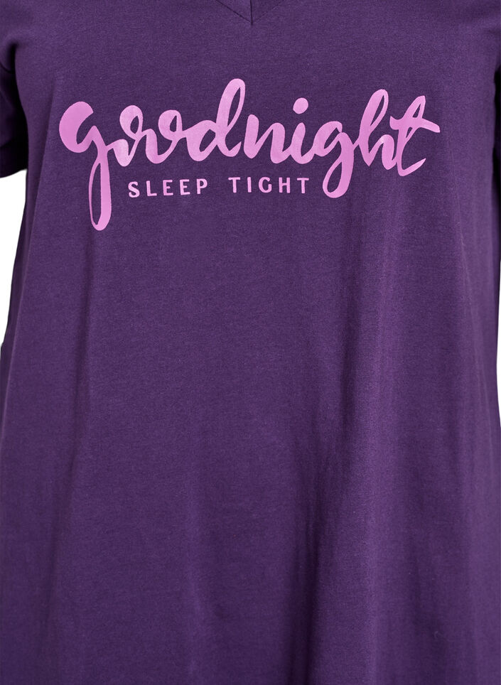 Organic cotton nightdress with V-neck, Purple, Packshot image number 2