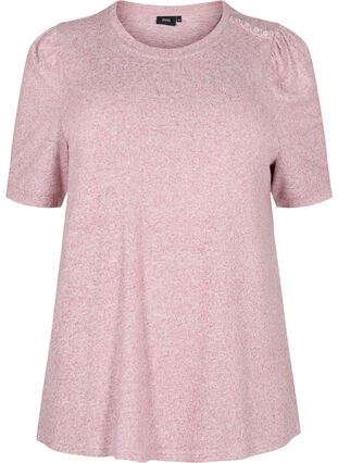 Blouse with short puff sleeves, Dusty Rose Mel., Packshot image number 0
