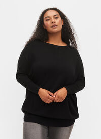 Knitted tunic in viscose blend, Black, Model