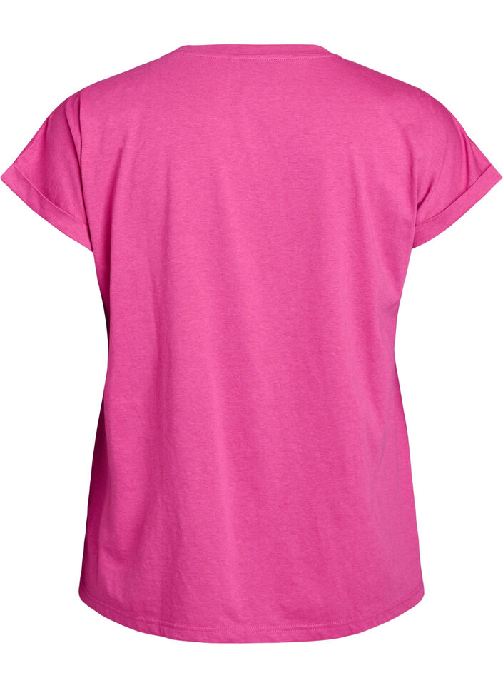 Short sleeve cotton blend T-shirt, Rose, Packshot image number 1