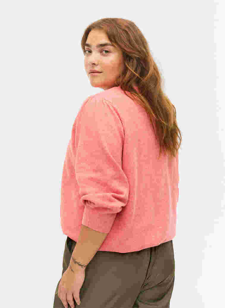 Mottled knitted top with 3/4-length sleeves, Spiced Coral Mel., Model image number 1