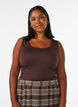 Fitted basic top in a smooth fabric, Brown, Model image number 0