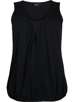 Cotton top with round neck and lace trim, Black, Packshot image number 0