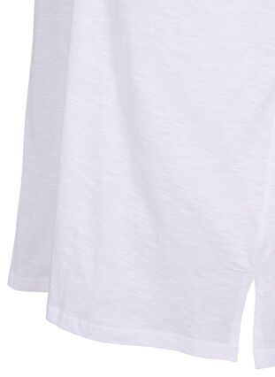 Single colour oversized t-shirt with v-neck, Bright White, Packshot image number 3