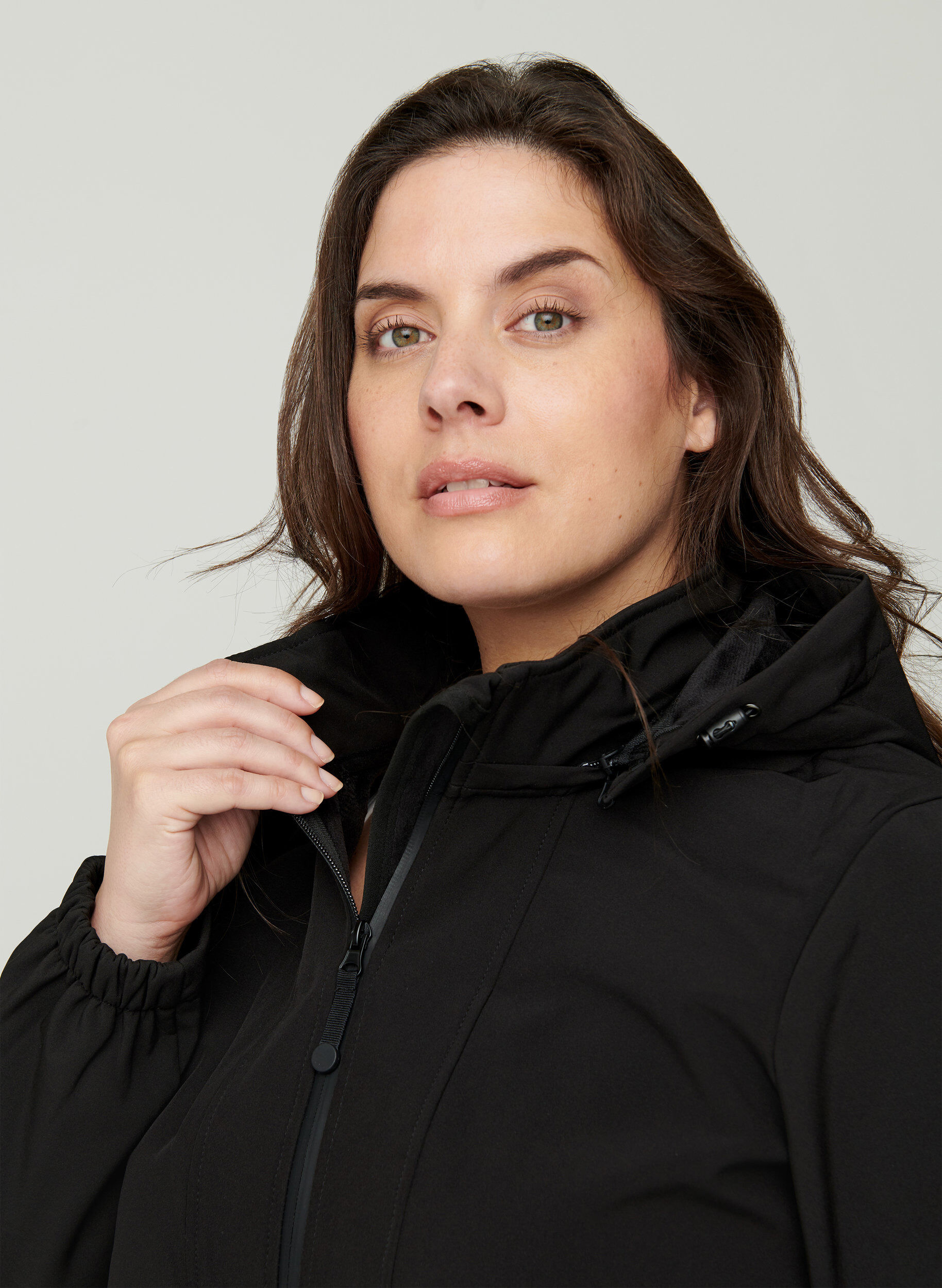 Zizzifashion Hooded softshell jacket, Black solid, Model image number 4