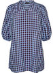 Tunic with gingham check and ruffle collar, Blue, Packshot image number 0