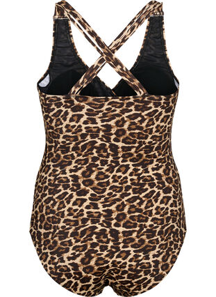 Swimsuit with crossed back and removable inserts, Leopard Print, Packshot image number 1