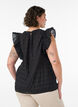 Sleeveless blouse with texture and ruffles, Black, Model image number 2