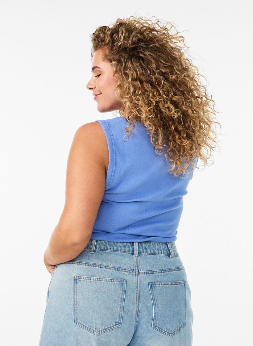 Rib top with square neckline, Purple, Model image number 2