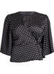 Polka dot blouse with tie-fastening and 3/4-sleeves, Black, Packshot image number 0