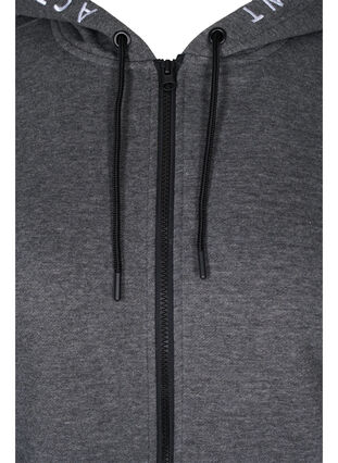 Workout hoodie jacket with zip, Dark Grey Melange, Packshot image number 2