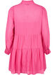 Textured short dress with a ruffle collar, Magenta, Packshot image number 1