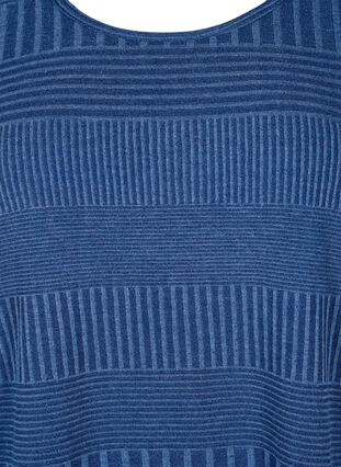 Blouse with 3/4 sleeves and striped pattern, Estate Blue Melange, Packshot image number 2
