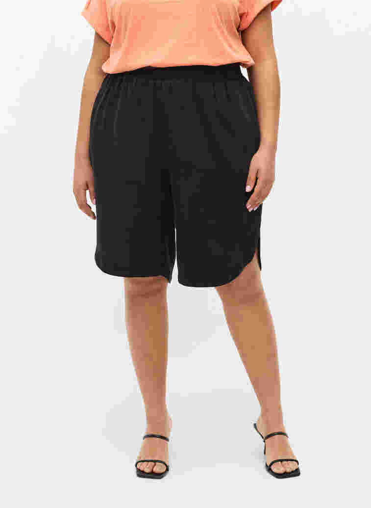 Loose Bermuda shorts with smock, Black, Model image number 1
