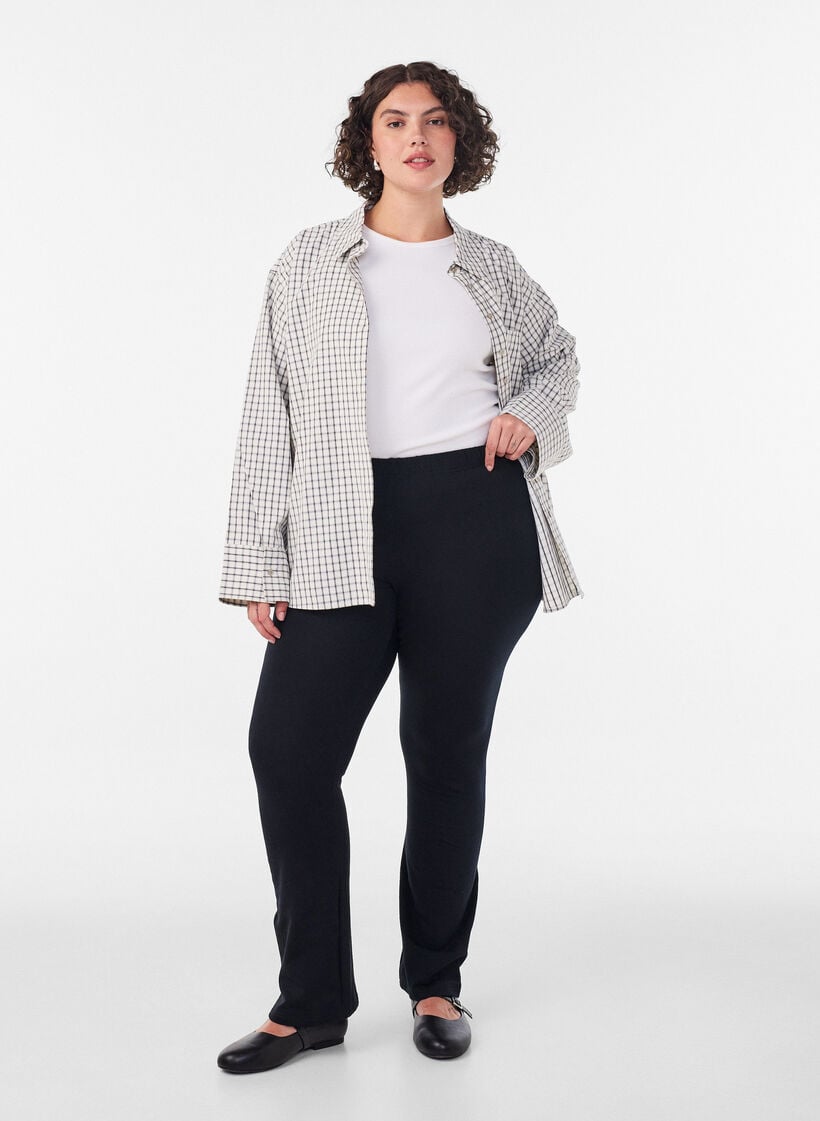 Flared jersey trousers, Black, Model image number 1