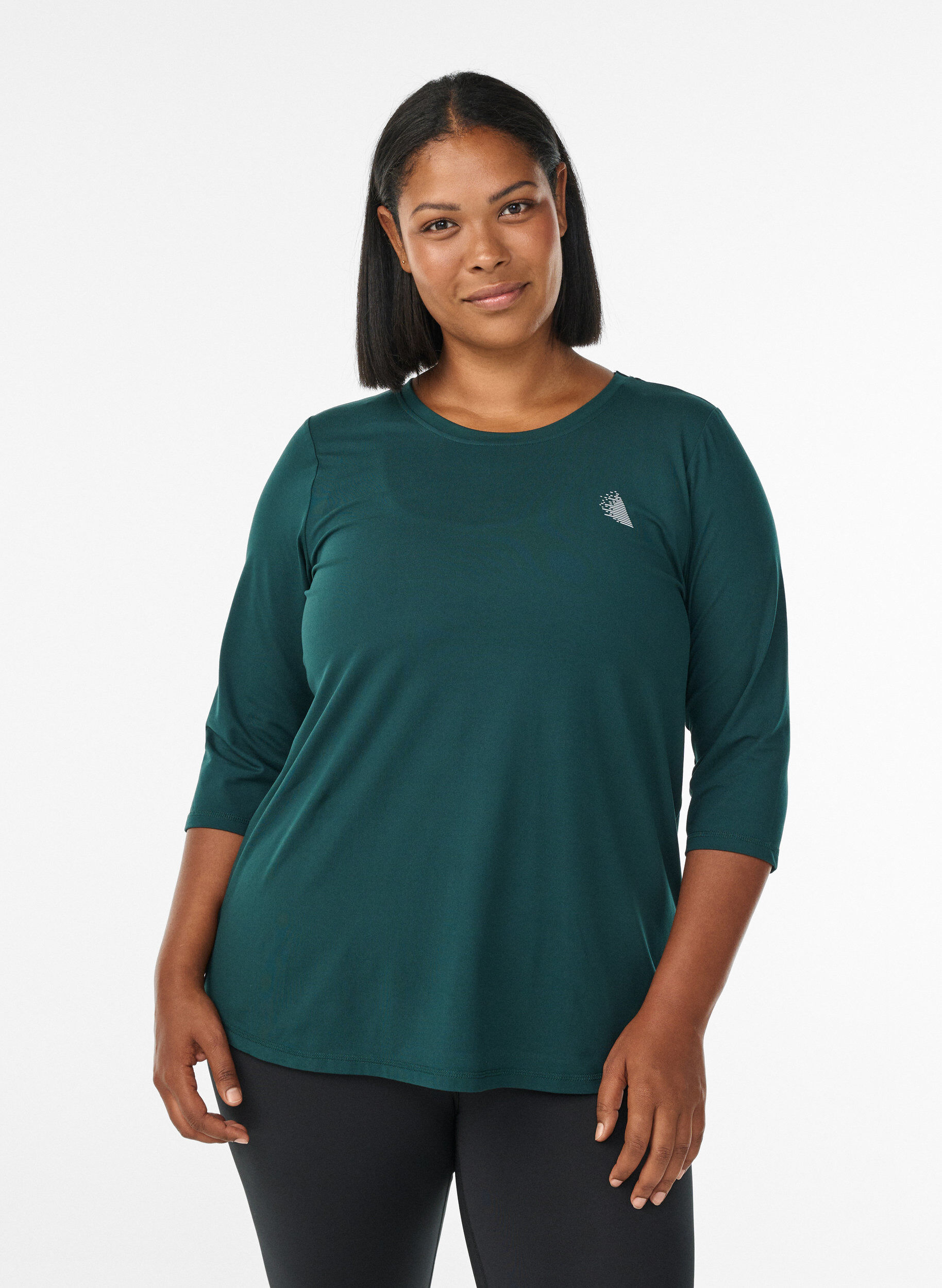 ZizzifashionWorkout top with 3/4 sleeves, Green, Model image number 0