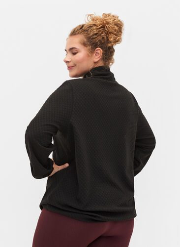 	 Sweatshirt with high neck and adjustable elastic cord, Black, Model image number 1