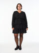 Short dress with ruffles and a textured pattern, Black, Model image number 1
