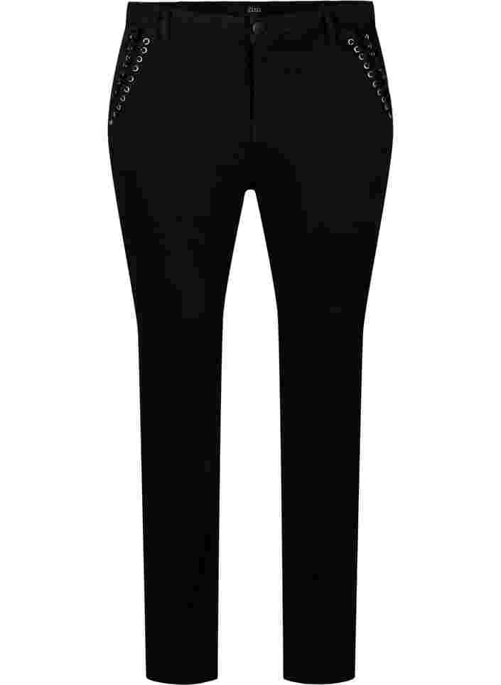 	 Super slim Amy jeans with stud detail, Black, Packshot image number 0