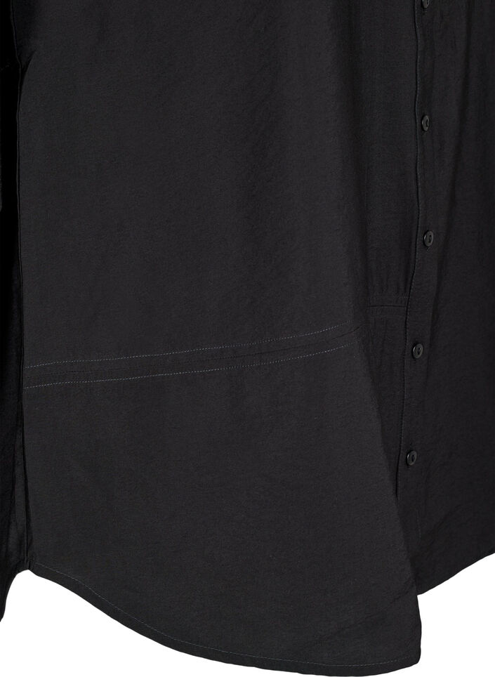 Shirt with long sleeves and ruffle details, Black, Packshot image number 3