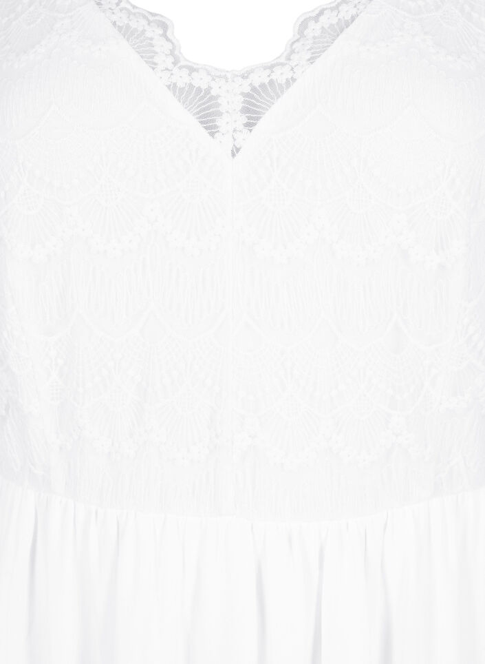 Party dress with lace and an empire waist, Bright White, Packshot image number 2