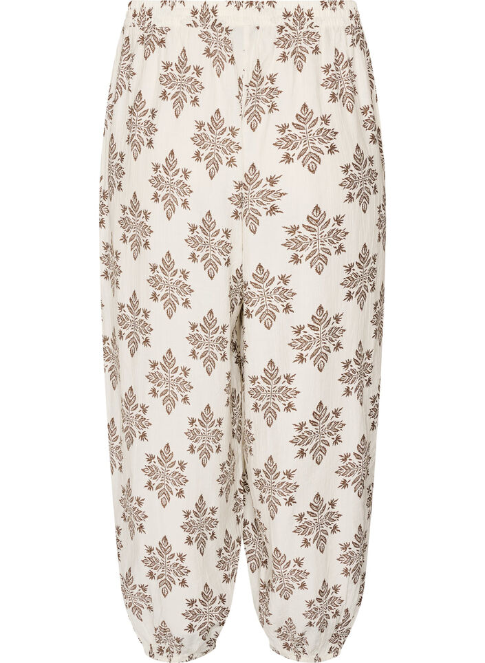 Patterned balloon trousers with a high waist, Vanilla, Packshot image number 1