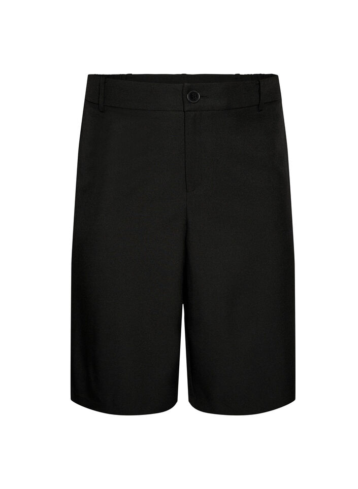 Loose high-waisted Bermuda shorts, Black, Packshot image number 0