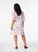 Floral empire line dress with a wide V-neck, White, Model image number 2