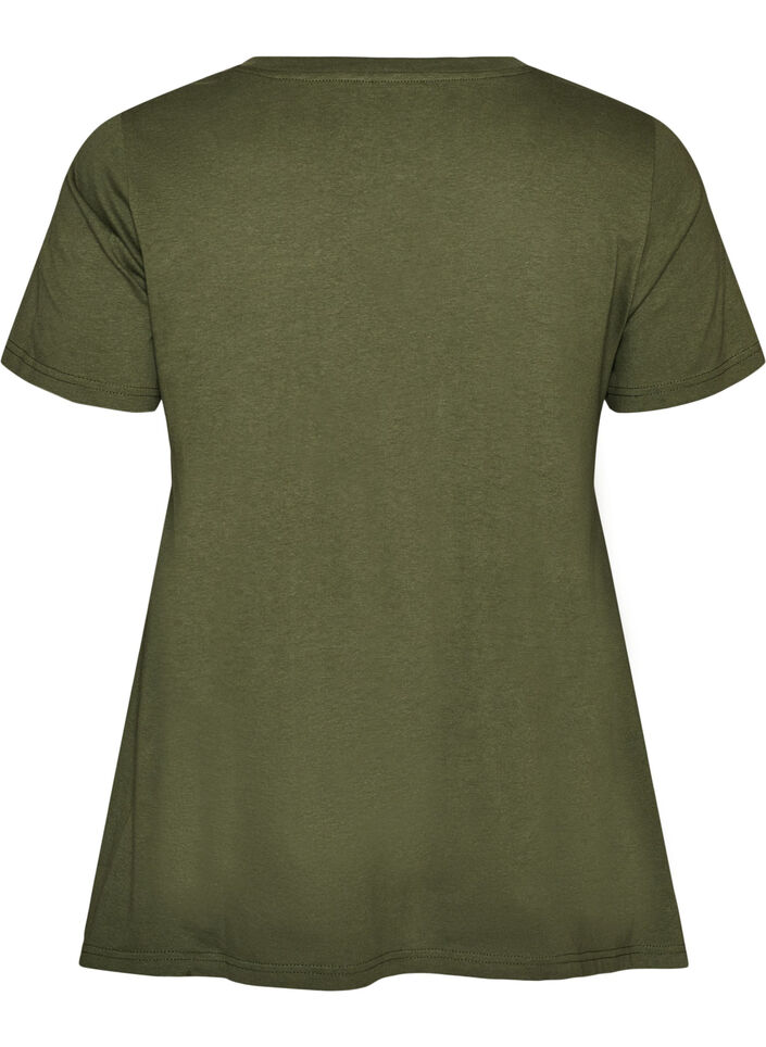 T-shirt with a round neck and A-line shape, Green, Packshot image number 1