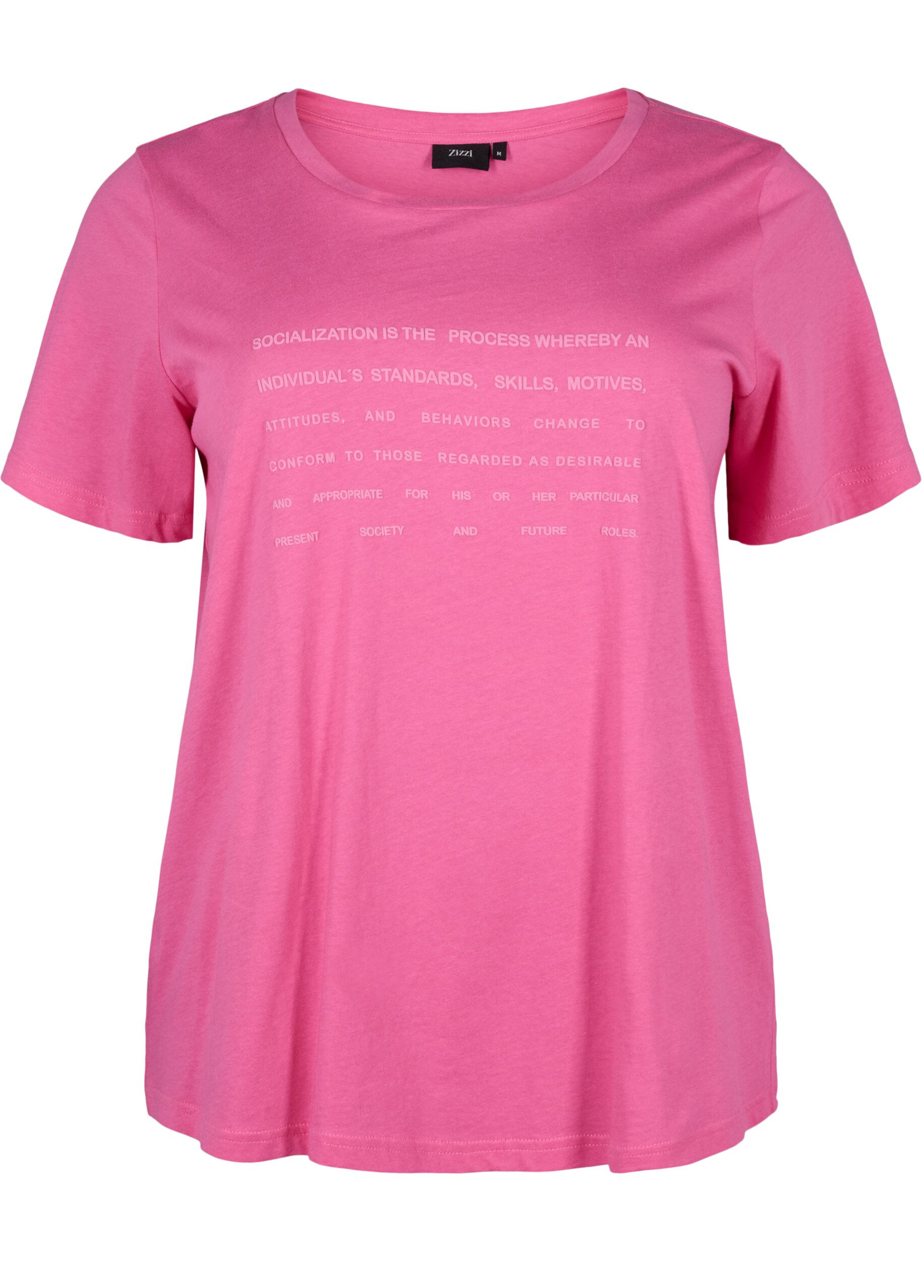 Zizzifashion T-shirt with text motif, Shocking Pink W.Pink, Packshot image number 0