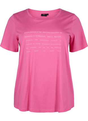 T-shirt with text motif, Shocking Pink W.Pink, Packshot image number 0
