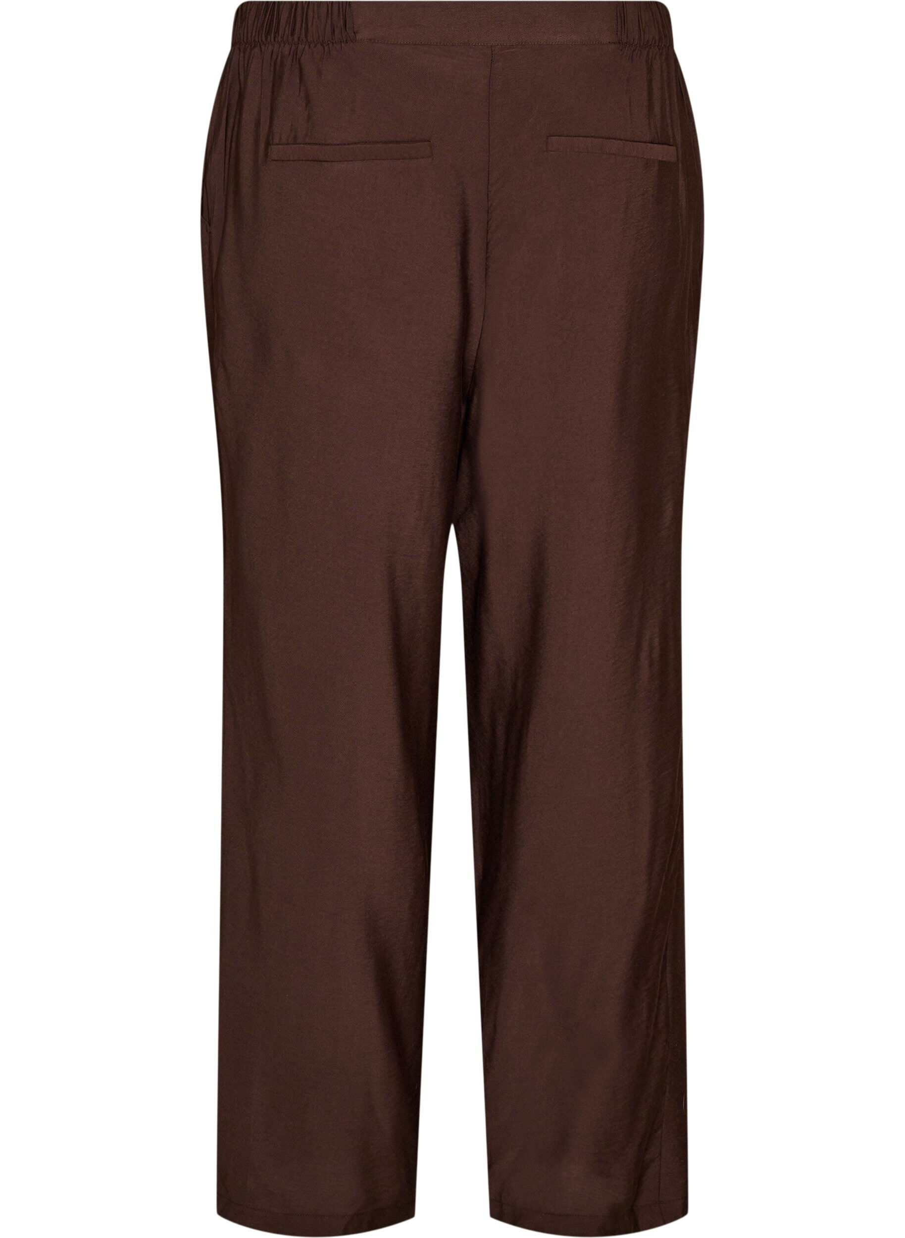 ZizzifashionViscose trousers with an elasticated waist and straight legs, Brown, Packshot image number 1