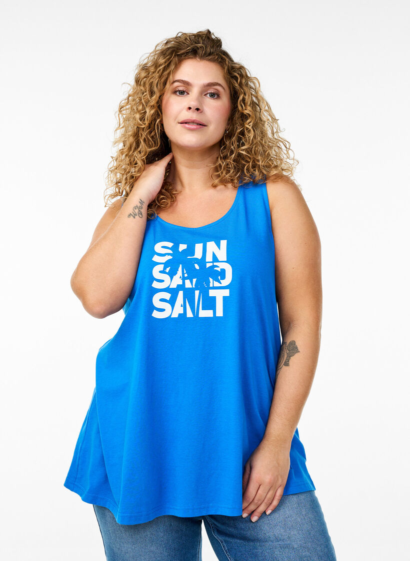 Cotton top with a-shape, Blue, Model image number 0